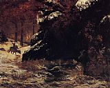 Deer in the Snow by Gustave Courbet